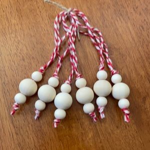 Set of 6 wood bead Christmas ornaments